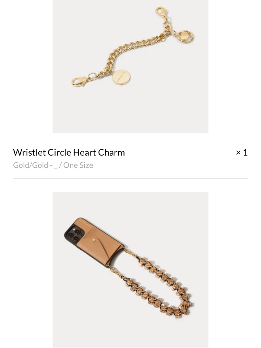 Bandolier Tan Crystal Phone Crossbody Set with Gold Chain Accents & AirPod Case - Picture 3 of 9